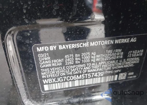 2021 BMW X1 Sdrive28I z USA, uszkodzony, nr VIN WBXJG7C06M5T57439